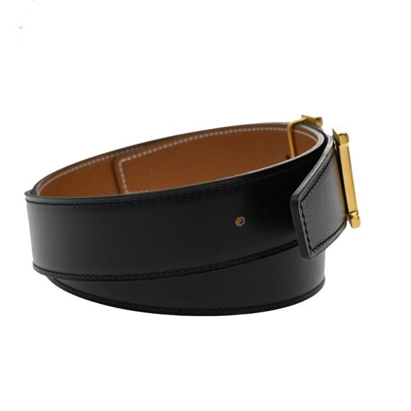 HERMES H Logo Constance Reversible Buckle Belt 80# Leather Black Brown 78RL421 - Picture 4 of 14